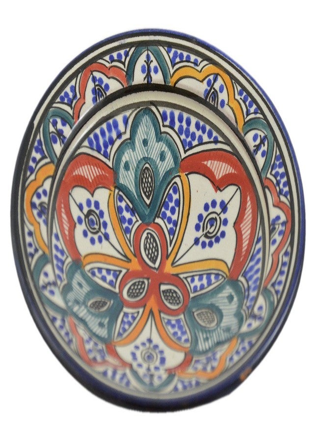 Treasures Of Morocco أطباق سيراميك مغربية فاخرة، مصنوعة يدويًا، لتقديم المقبلات (تاباس)، مزخرفة، دائرية الشكل، 8 بوصات، بألوان قوس قزح. - Image 2
